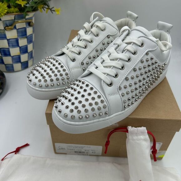 Men's Christian Louboutin, Louis Jr spikes sneakers size 42 made in Italy - Picture 14 of 15
